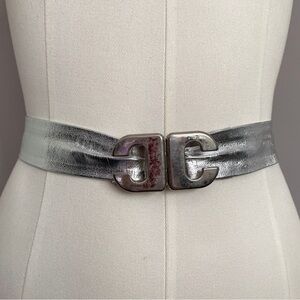 Vintage Mod Silver Belt w/ CC Buckle - O/S, Adjustable!